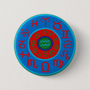 Aquarius Astrology Zodiac 6 Cm Round Badge
