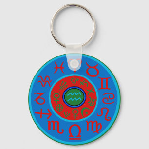 Aquarius Astrology Zodiac Key Ring
