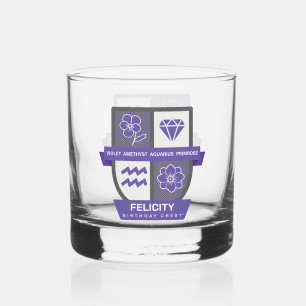 Aquarius Birthday Crest™ for February 1-18 Whiskey Glass