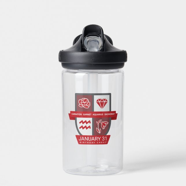 Aquarius Birthday Crest™ January 20-31 Water Bottle (Front)