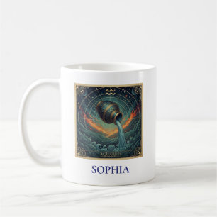 Aquarius Blue Celestial Zodiac Coffee Mug