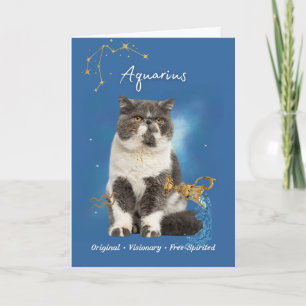 Aquarius Cat Birthday Card