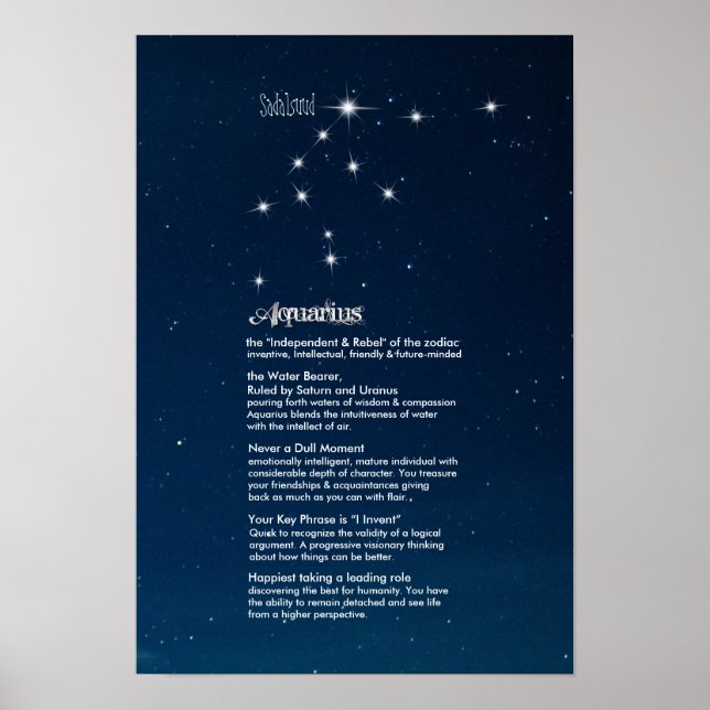 Aquarius Characteristics Poster (Front)