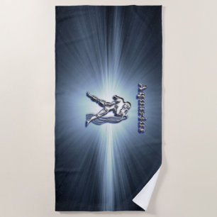 Aquarius chrome symbol beach towel