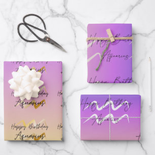 Aquarius Colorstrolgy Birthday Wrapping Paper Sheet