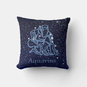Aquarius Constellation and Zodiac Sign with Stars Cushion
