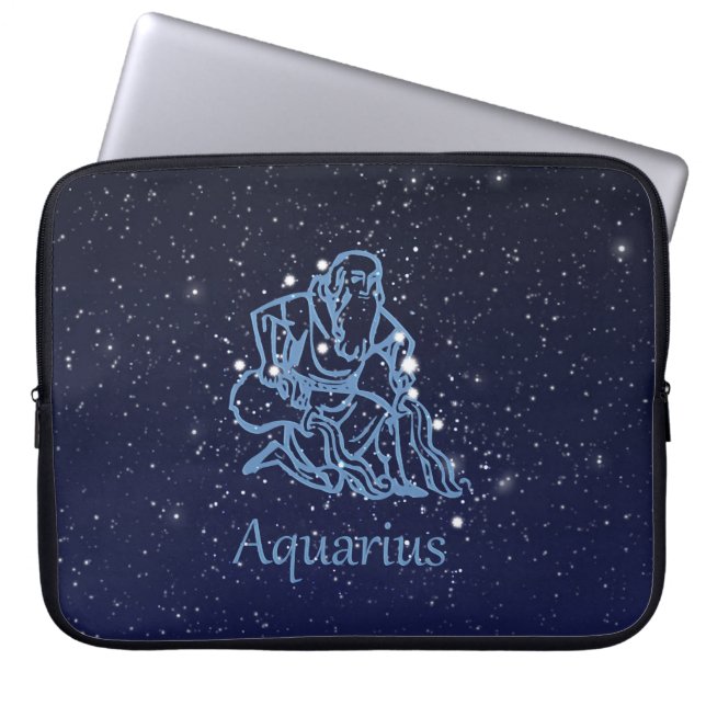 Aquarius Constellation and Zodiac Sign with Stars Laptop Sleeve (Front)
