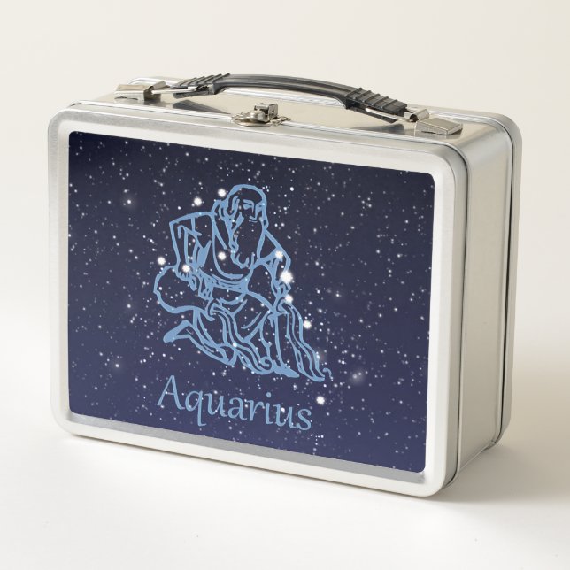 Aquarius Constellation and Zodiac Sign with Stars Metal Lunch Box (Front)