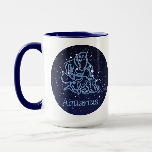 Aquarius Constellation and Zodiac Sign with Stars Mug (Left)