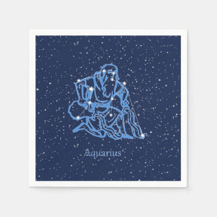 Aquarius Constellation and Zodiac Sign with Stars Napkin