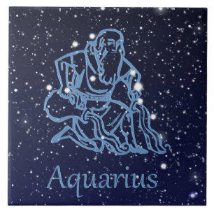 Aquarius Constellation and Zodiac Sign with Stars Tile