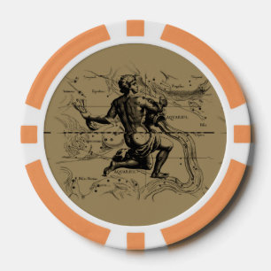 Aquarius Constellation Hevelius 1690 Engraving Poker Chips