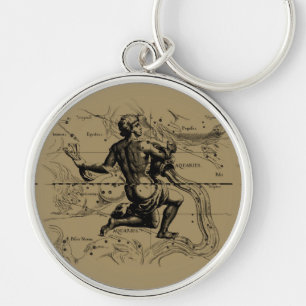 Aquarius Constellation Map by Hevelius Key Ring