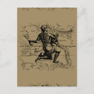 Aquarius Constellation Map by Hevelius Postcard