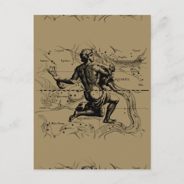 Aquarius Constellation Map by Hevelius Postcard (Front)