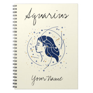 Aquarius Constellation Minimalist Line Art Notebook