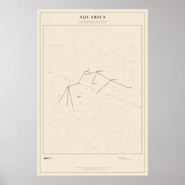 Aquarius Constellation Star Chart Poster (Front)