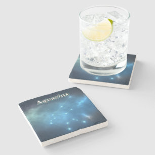 Aquarius constellation stone coaster