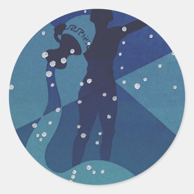 Aquarius Constellation, Vintage Zodiac Astrology Classic Round Sticker (Front)