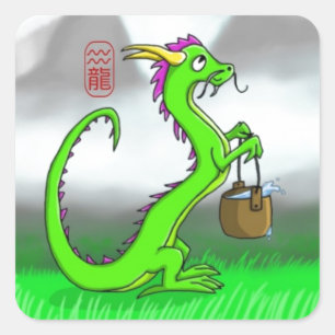 Aquarius/Dragon Square Sticker