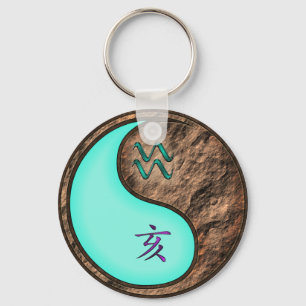 Aquarius & Earth Boar Key Ring