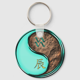 Aquarius & Earth Dragon Key Ring