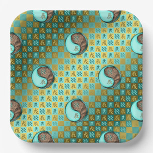 Aquarius & Earth Dragon Paper Plate