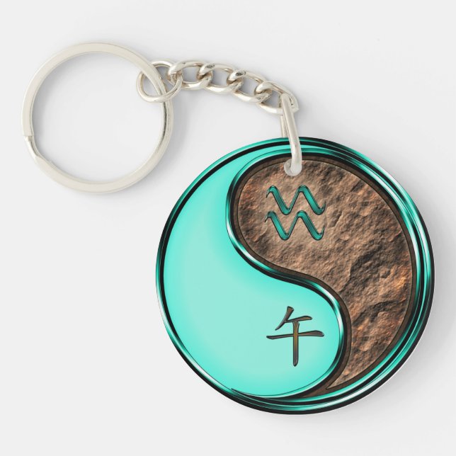 Aquarius & Earth Horse Key Ring (Front)