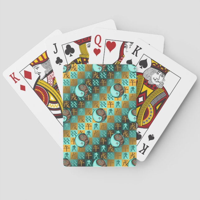 Aquarius & Earth Horse Playing Cards (Back)
