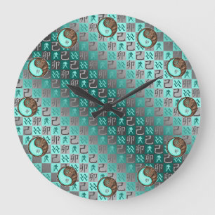 Aquarius & Earth Rabbit Large Clock