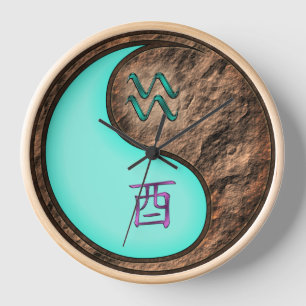 Aquarius & Earth Rooster Clock