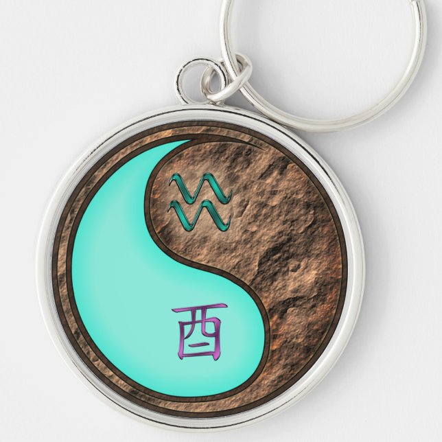 Aquarius & Earth Rooster Key Ring (Front)