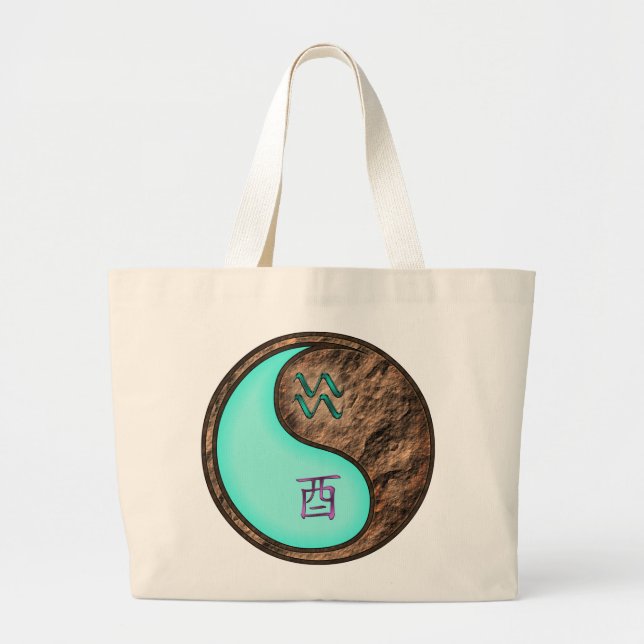 Aquarius & Earth Rooster Large Tote Bag (Front)