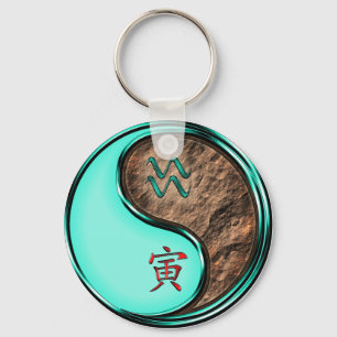 Aquarius & Earth Tiger Key Ring