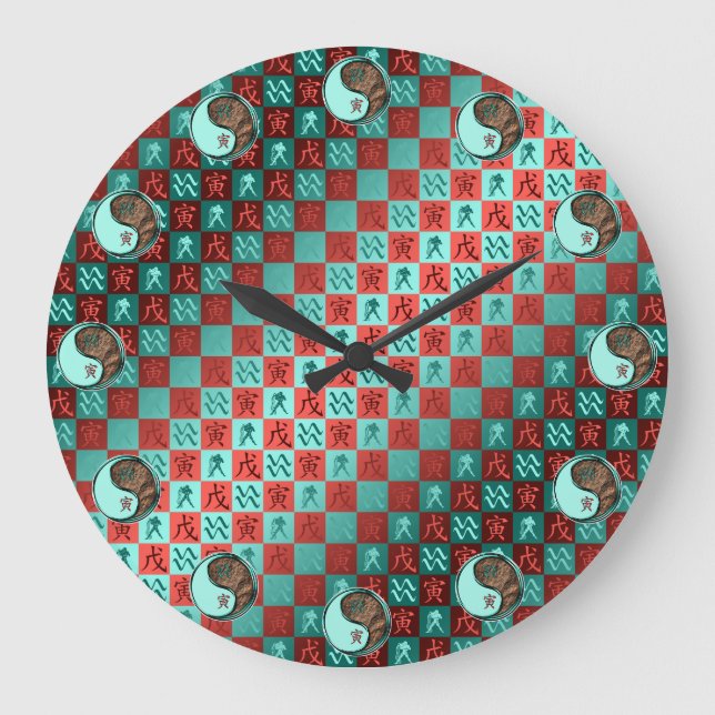 Aquarius & Earth Tiger Large Clock (Front)