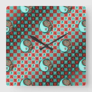 Aquarius & Earth Tiger Square Wall Clock