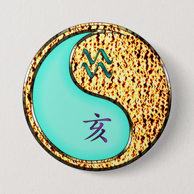 Aquarius & Fire Boar 7.5 Cm Round Badge (Front)