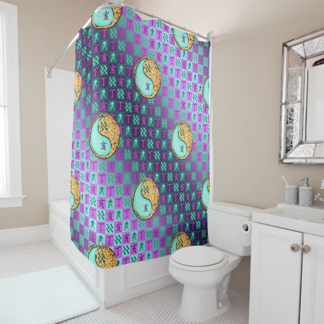 Aquarius & Fire Boar Shower Curtain (In Situ)