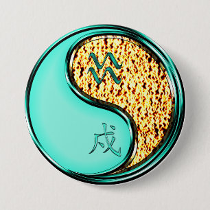 Aquarius & Fire Dog 7.5 Cm Round Badge