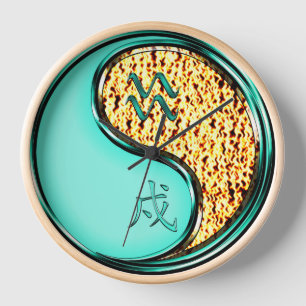 Aquarius & Fire Dog Clock