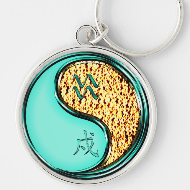 Aquarius & Fire Dog Key Ring (Front)