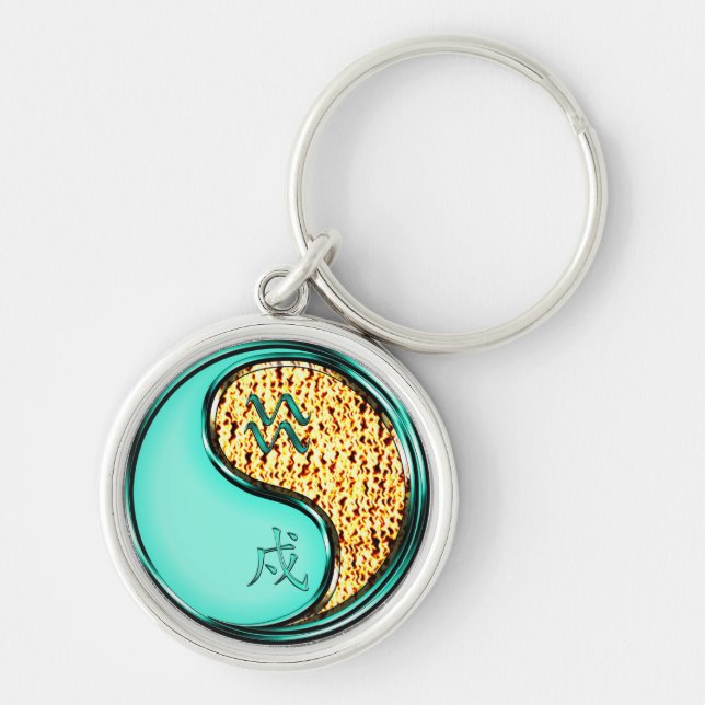 Aquarius & Fire Dog Key Ring (Front)