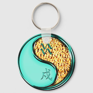 Aquarius & Fire Dog Keychain