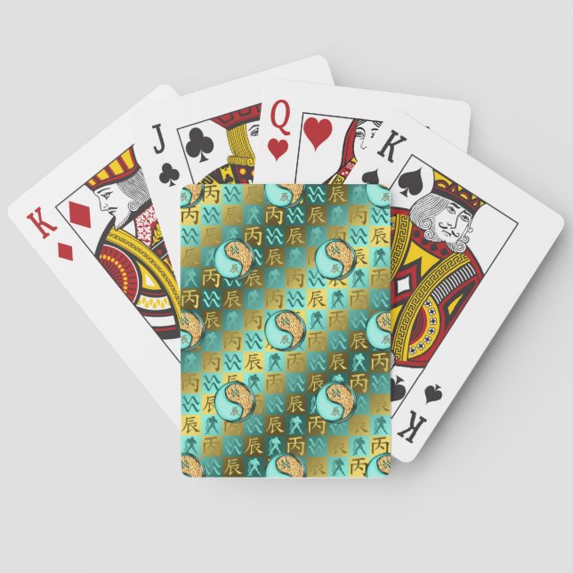 Aquarius & Fire Dragon Playing Cards (Back)