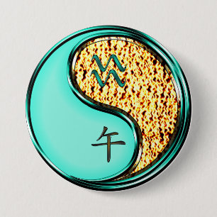 Aquarius & Fire Horse 7.5 Cm Round Badge