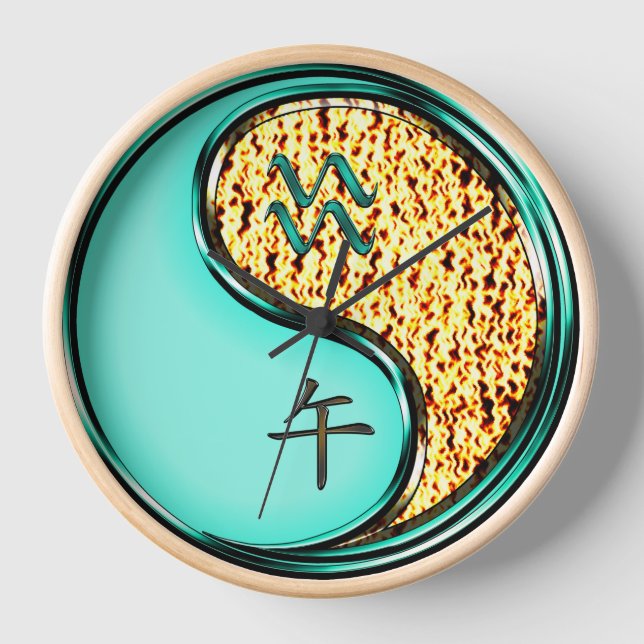Aquarius & Fire Horse Clock (Front)