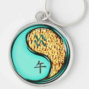 Aquarius & Fire Horse Key Ring