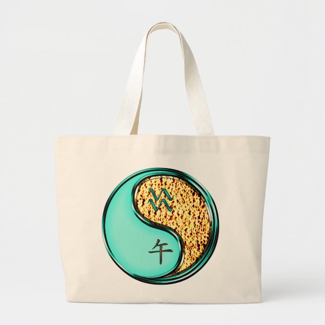 Aquarius & Fire Horse Large Tote Bag (Front)
