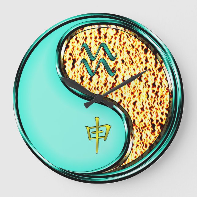 Aquarius & Fire Monkey Large Clock (Front)