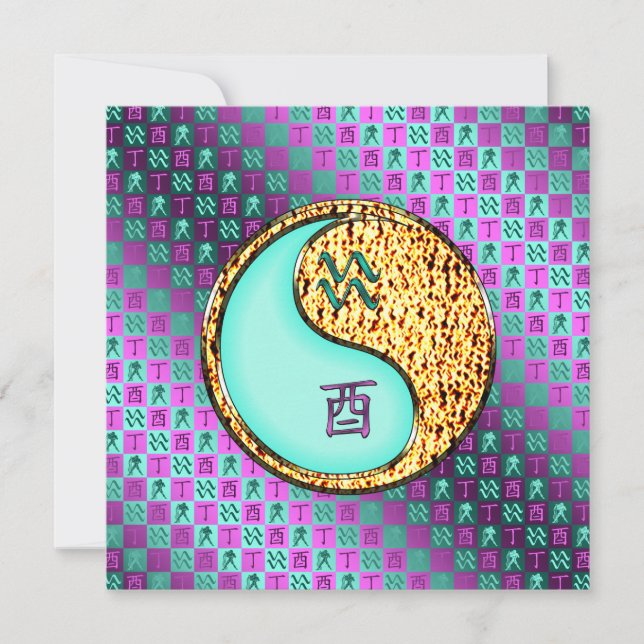 Aquarius & Fire Rooster Card (Front)